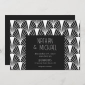 アードモダンデコ黒白 招待状 (正面/裏面)