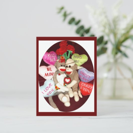 アーニーザソックモンキーハートバレンタインポストカード シーズンポストカード (スタンド正面)