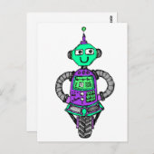 アーニーロボット、紫と緑 ポストカード (正面/裏面)