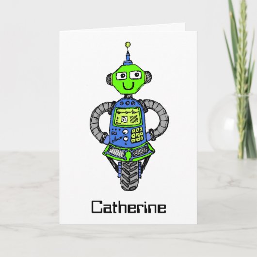 アーニーロボット、青と緑 カード (正面)