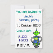 アーニーロボット、青と緑 招待状 (裏面)