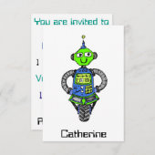 アーニーロボット、青と緑 招待状 (正面/裏面)