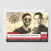 アーノルドおもしろい・シュワルツェネッガーTVニュース50誕生日 招待状 (正面)