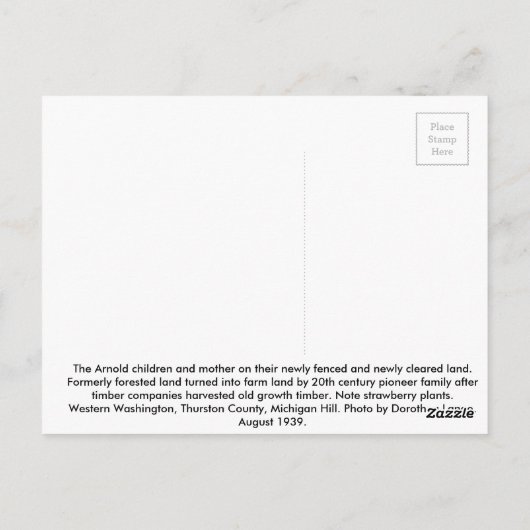 アーノルドファミリーズニューファーム – 1939 ポストカード (裏面)