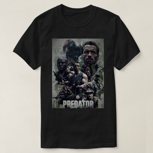 アーノルド・シュワルツェネッガーによるプレデター映画ポスターSti Tシャツ (デザイン正面)