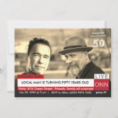 アーノルド・シュワルツェネッガー 50歳の誕生日 面白いテレビニュース 招待状 (正面)