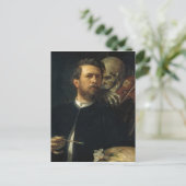 アーノルド・ベックリン – 死と自画像 ポストカード (スタンド正面)