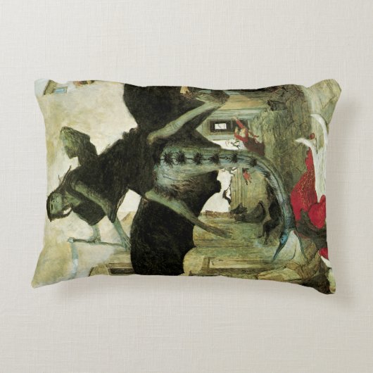 アーノルド・ボクリンの疫病象徴ヴィンテージ アクセントクッション (裏面)