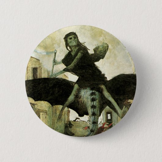 アーノルド・ボックリンによる疫病、ヴィンテージ象徴主義 缶バッジ (正面)