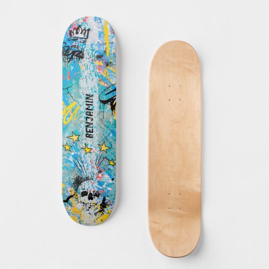 アーバはっきりしたン鮮やかグラフィティスカル スケートボード (正面)