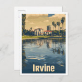 アーバインカリフォルニアアートヴィンテージトラベルイラストレーション ポストカード (正面/裏面)