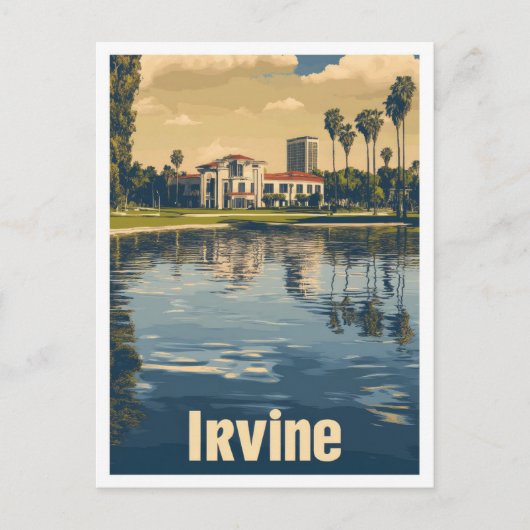 アーバインカリフォルニアアートヴィンテージトラベルイラストレーション ポストカード (正面)