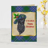 アーバインクランバッジ&タータンチェックパーソナライズされたクリスマス カード (黄色い花)