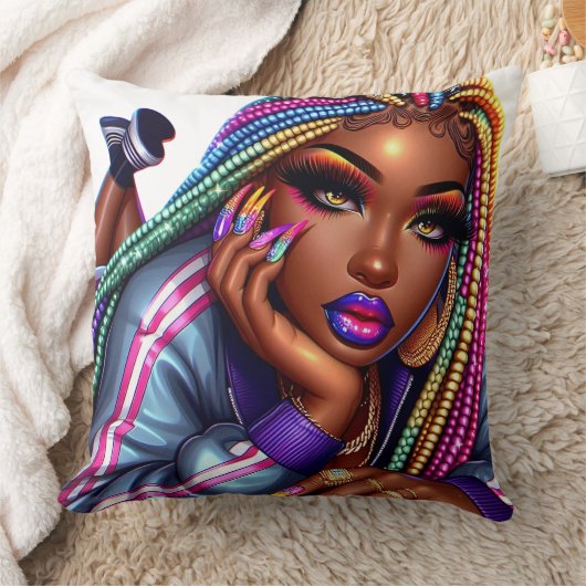 アーバンきらめくシックアフリカンアメリカンデザイン クッション (ブランケット)