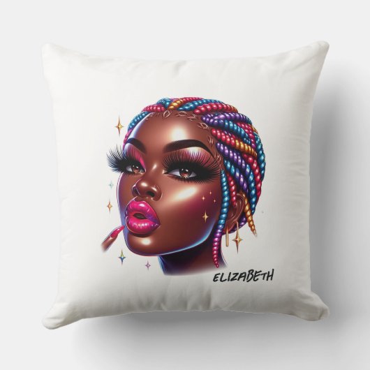 アーバンきらめくシックアフリカンアメリカンデザイン クッション (裏面)