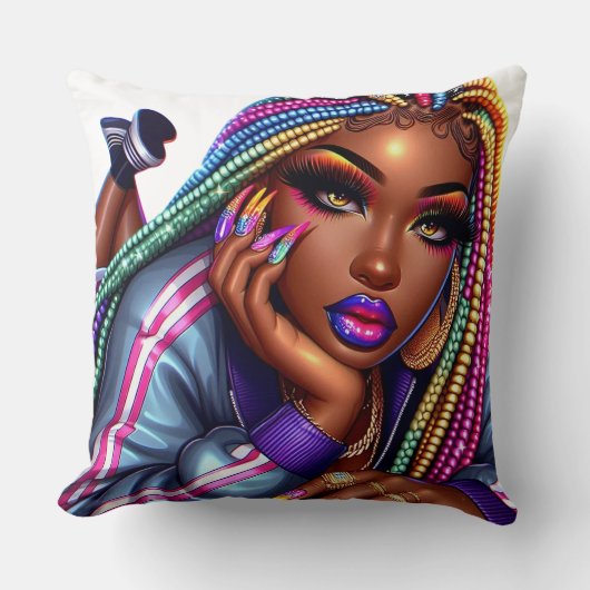 アーバンきらめくシックアフリカンアメリカンデザイン クッション (正面)