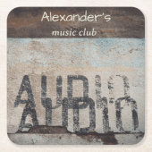 アーバンをテーマにしたロフトスタイルのオーディオフィレ音楽愛好家 スクエアペーパーコースター (正面)