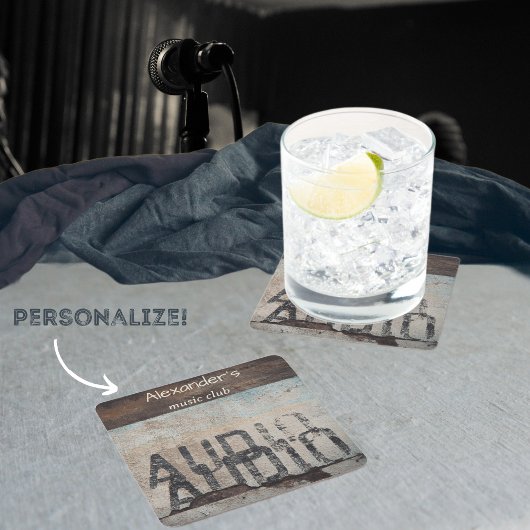 アーバンをテーマにしたロフトスタイルのオーディオフィレ音楽愛好家 スクエアペーパーコースター