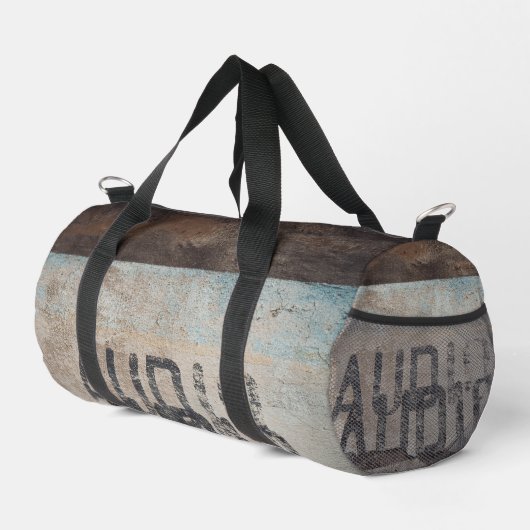 アーバンをテーマにしたロフトスタイルのオーディオフィレ音楽愛好家 ダッフルバッグ (右コーナー)