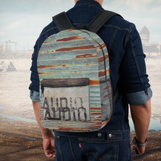 アーバンをテーマにしたロフトスタイルのオーディオフィレ音楽愛好家 プリントバックパック