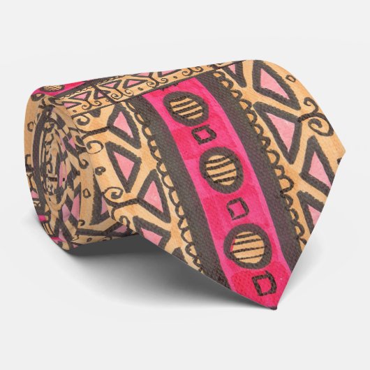アーバンアフリインスパイアカンコーヒーとピンクの三角形 ネクタイ (ロール)