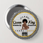 アーバンアフロ男の赤ちゃん90のヒップホップレトロベビーシャワー 缶バッジ (正面&裏面)