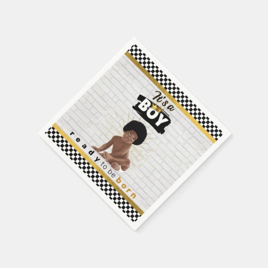 アーバンアフロ男の赤ちゃん|レトロヒップホップベビーシャワー スタンダードカクテルナプキン (角)