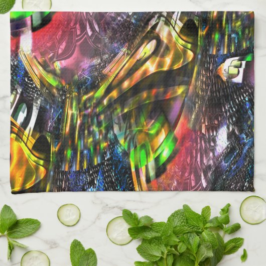 アーバンアートによるカラフルインスパイア仮想アートのミックス キッチンタオル (折り畳み)