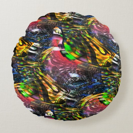 アーバンアートによるカラフルインスパイア仮想アートのミックス ラウンドクッション (正面)