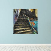 アーバンアートオンステアウェイストゥン建物 キャンバスプリント (インサイチュ (ウッドフロア))