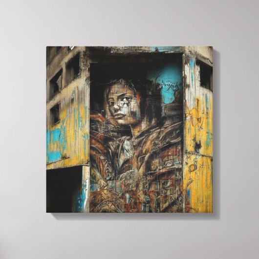 アーバンアートオン捨て建物 キャンバスプリント (正面)
