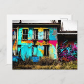アーバンアート放棄グラフィティ建物 ポストカード (正面/裏面)