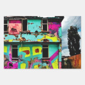 アーバンアート放棄グラフィティ建物 ラッピングペーパーシート (正面3)