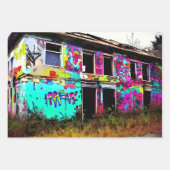 アーバンアート放棄グラフィティ建物 ラッピングペーパーシート (正面2)
