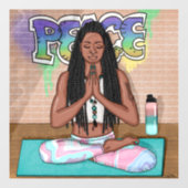 アーバンアート |瞑想かわいらしを行う女性 ウィンドウサイン (シート)