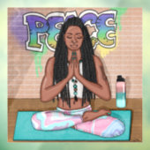 アーバンアート |瞑想かわいらしを行う女性 ウィンドウサイン (シート3)