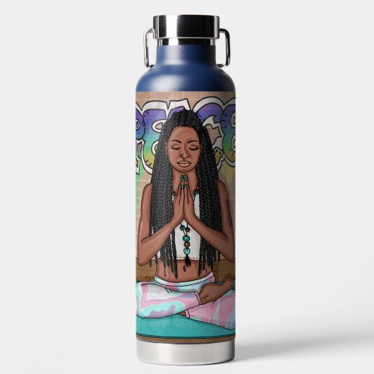 アーバンアート |瞑想かわいらしを行う女性 ウォーターボトル (正面)