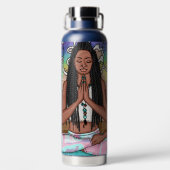 アーバンアート |瞑想かわいらしを行う女性 ウォーターボトル (背面)