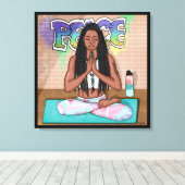 アーバンアート |瞑想かわいらしを行う女性 キャンバスプリント (インサイチュ (ウッドフロア))