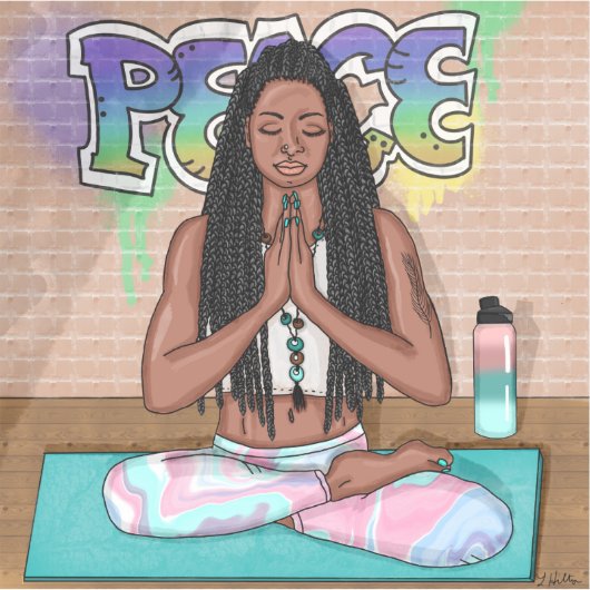 アーバンアート |瞑想かわいらしを行う女性 シール (正面)