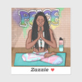 アーバンアート |瞑想かわいらしを行う女性 シール (シート)