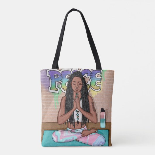 アーバンアート |瞑想かわいらしを行う女性 トートバッグ (裏面)