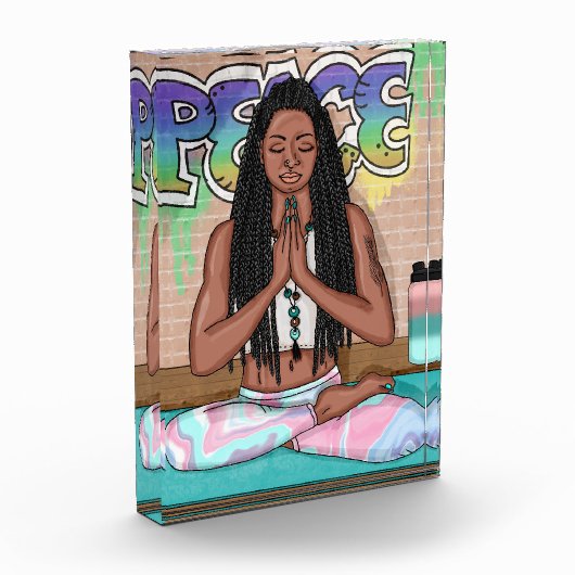 アーバンアート |瞑想かわいらしを行う女性 フォトブロック (左)