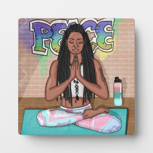 アーバンアート |瞑想かわいらしを行う女性 フォトプラーク (正面)