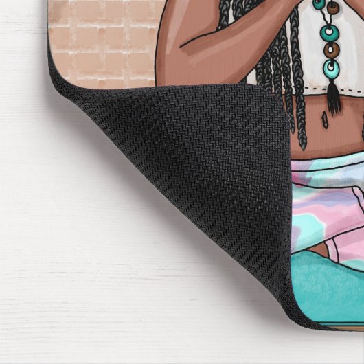 アーバンアート |瞑想かわいらしを行う女性 マウスパッド (コーナー)