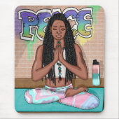 アーバンアート |瞑想かわいらしを行う女性 マウスパッド (正面)