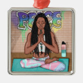 アーバンアート |瞑想かわいらしを行う女性 メタルオーナメント (正面)