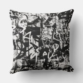 アーバンエッジブラックアンドホワイトグラフィティ装飾用クッション クッション (裏面)