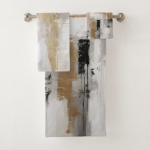 アーバンエレガンス：抽象芸術融合B&W&金ゴールド