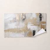 アーバンエレガンス:抽象芸術融合B&W&金ゴールド バスタオルセット (ハンドタオル)